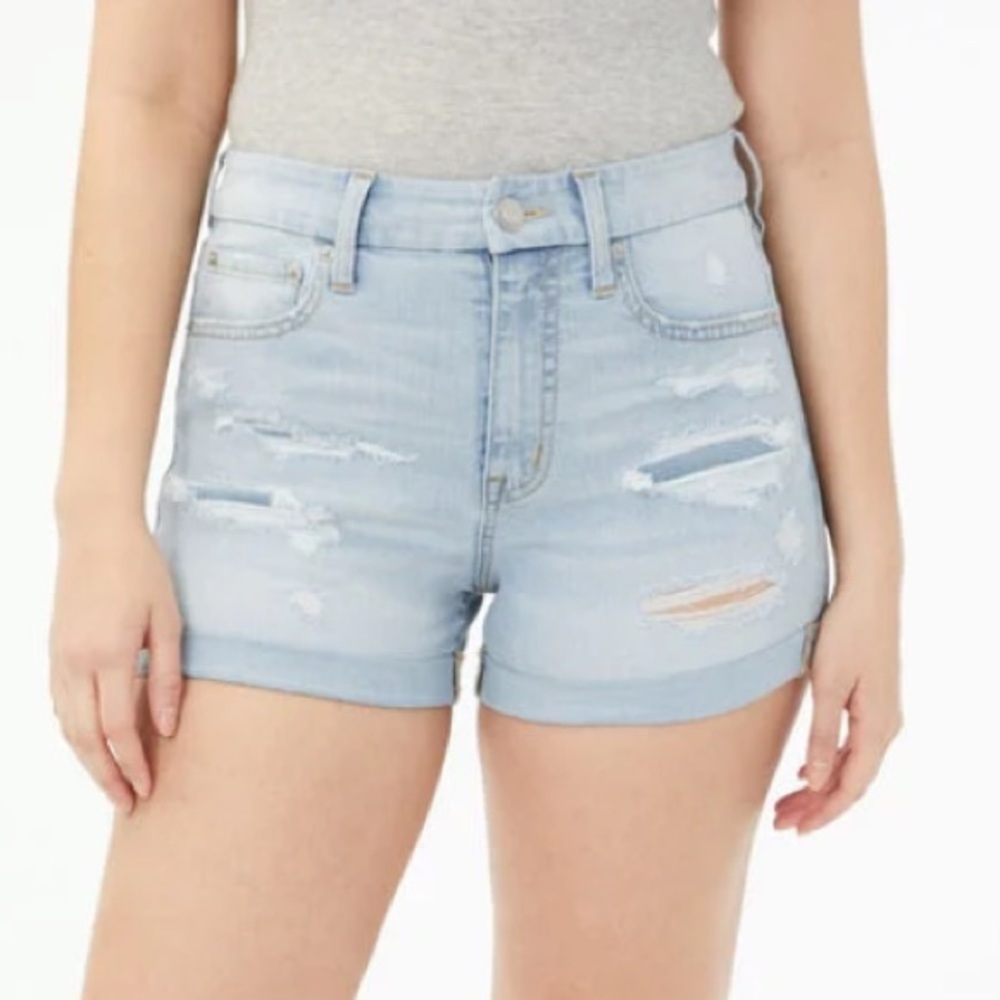 Aeropostale Light Wash High Waisted Midi Shorts